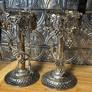 Elegant Silver Grapevine Candle Holders